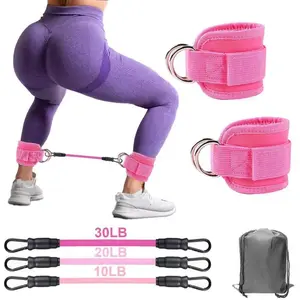 Ankle Resistance Bands with Cuffs - 1 Set for Working Out, Hip Fitness Training, Body Care Products & Gym Accessories Glute Workout Equipment Adjustable Thigh Rig
