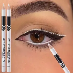 2 Soft Eyeliner White Pencils - Smooth, easily glides, long-lasting, smudge-proof, brightens and defines - Ideal for dramatic eye makeup, sweat- and smudge-resistant eyeliner, beginner-friendly