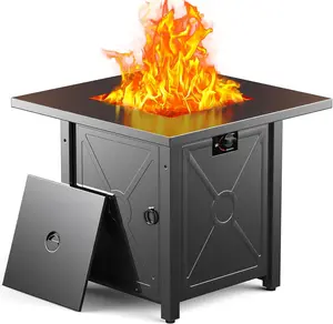 Propane Fire Pit Table for Outside,50,000 BTU Gas Fire Pit Table with Removable Lid,Rain Cover, Rectangle Gas Firepit Table for Garden/Patio