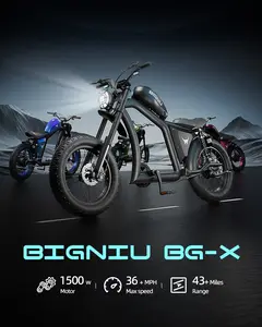 【BIGNIU BG-X】 Max 38+mph |1800W peak | 48V 31.5Ah| 20’ Off-road Tires | Up to 40 Miles Range  ,Electric Road Bike