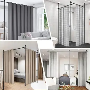 Room Divider Curtain Rod - Heavy Duty Adjustable Floor to Ceiling Wall - 4-10ft (H) 28-114 inch(W) - No Drilling Tension Rod for Partitions