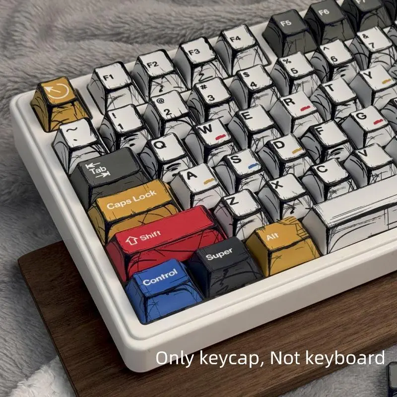 Mixed Color Keycap, PBT Material Keycap, Round Keycaps, Keyboard Keycap for 6.25U Space 61 68 75 87 98 100 104 108 Keyboard, Computer Accessories, Gaming Room Accessories, Boyfriend Gift