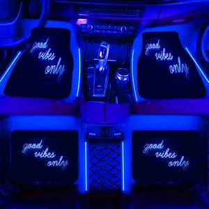 Car Floor Mat, 4 Counts/set UV Black Light Car Floor Mat, Water-absorbent & Non-slip Car Mat, Universal Car Interior Protection Decoration, Car Accessory