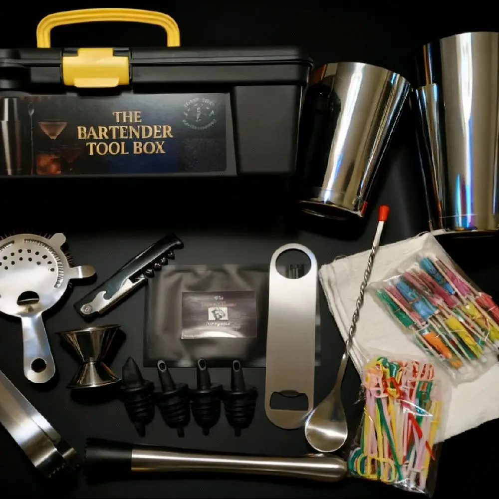 Bartender Tool Box - Professional Bartending Set Shaker Stainless