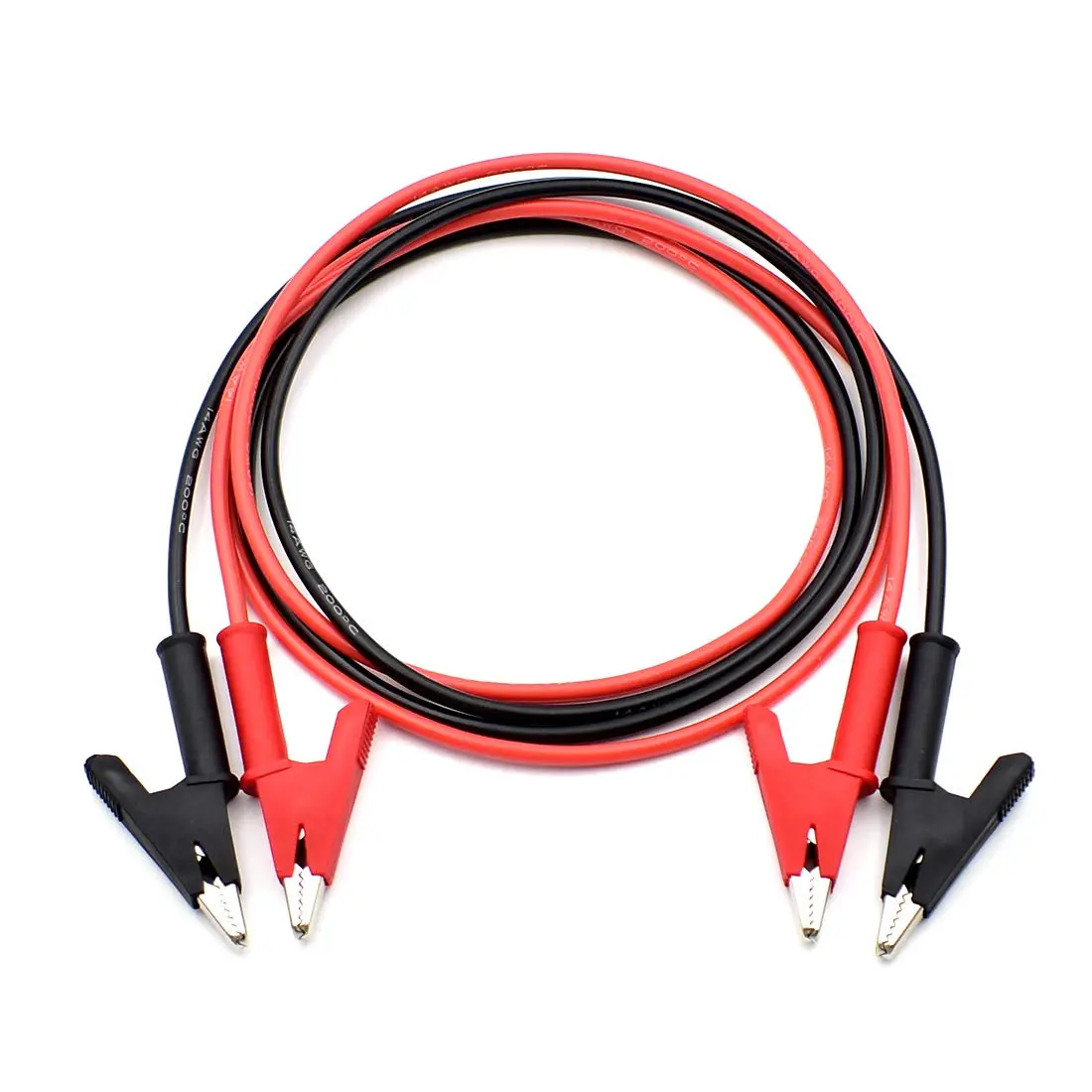 14 Gauge Copper Wire Jumper Wires with Alligator Clips Set - Heavy Duty Silicone Test Leads, 20A, 2-Count (2 Pieces), 3.5mm Cable Diameter, 1m/39in, 2000V Automotive Home Supplies