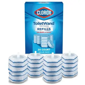 Clorox ToiletWand Disinfecting Brush Refills 20 Count Disposable Toilet Bowl Cleaner Wand Heads Kills 99.9% of Germs