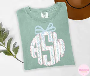 Comfort Colors Grandmillennial Monogram Shirt for Women Personalized Floral Monogram T-Shirt USA Made Customizable Initials