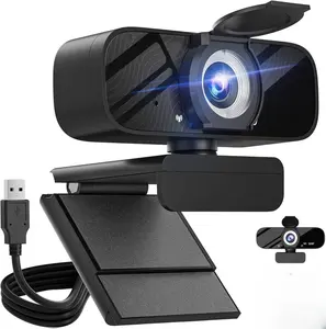 Full HD 1080P Video Webcam with Noise Cancellation, Privacy Cover, Wide-Angle Lens, Auto Light Correction, Plug & Play USB for Laptop, Desktop, PC, Mac, Zoom, Skype Pro Series