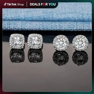 S925 Silver Premium Moissanite Stud Earrings - Christmas present,  Elegant Timeless Ear Jewelry Gift for Men & Women | Genuine Certificate of Authenticity | dealsforyoudays gift， Black Friday Gift | Gender-neutral