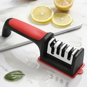 Professional 4-Stage Tungsten Steel Knife Sharpener, Diamond Ceramic Whetstone Sharpening Tool with Anti-Slip Handle for Kitchen Daily Use