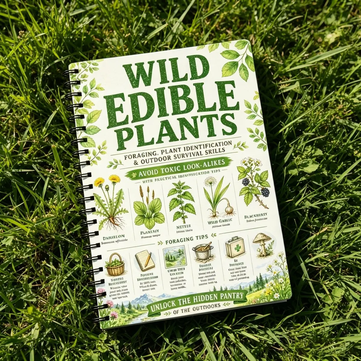Wild Edible Plants Study Notebook, Journals, Foraging Guide, Plant Identification, Outdoor Survival Skills, Toxic Plant Recognition Tips
