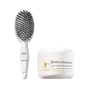 Miracle Brush & HAIRtamin Hair Mask Bundle with Biotin for Deep Conditioning and Maximum Hydration for Stronger Softer Shinier Hair