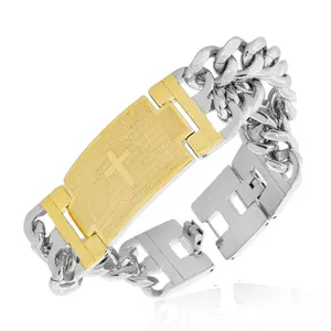 Lord's Prayer Tag Chain - Yellow Leather Strap with Metal Clips, Adjustable Design for Versatile Use
