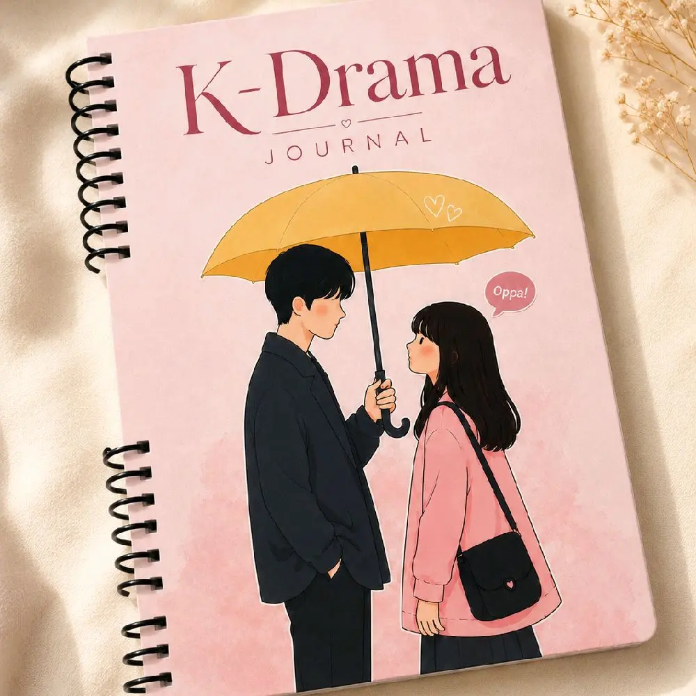 K-Drama Journal for 120 Dramas | Korean Drama Review Notebook + Stickers, Pen, Highlighter