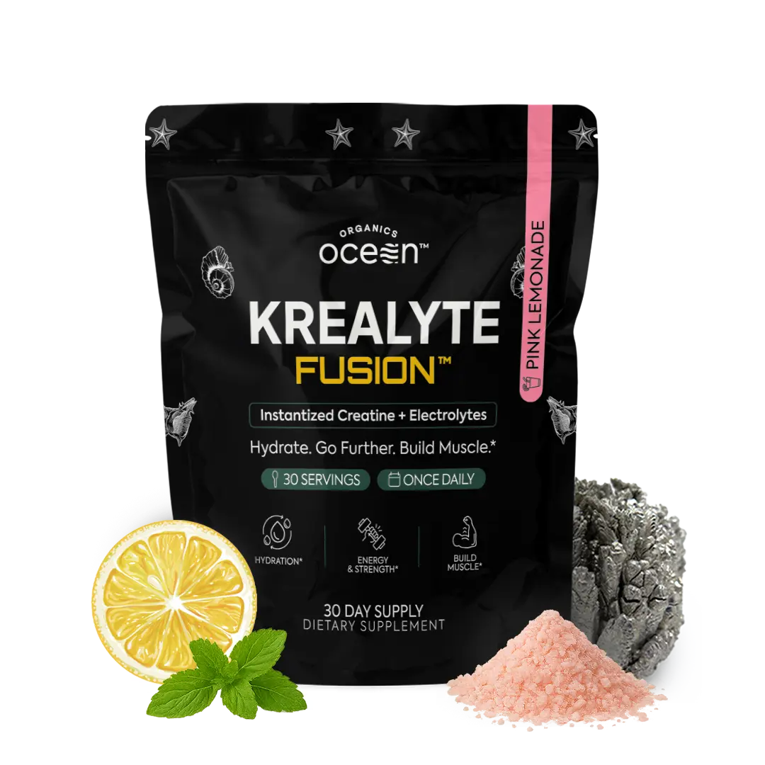 Organics Ocean Krealyte Fusion - Instantized Creatine + Electrolytes Drink Mix - 30 Servings - Pink Lemonade Flavor - Hydration & Energy Boost