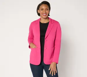 Susan Graver Weekend Marina Knit Regular Notch Collar Blazer