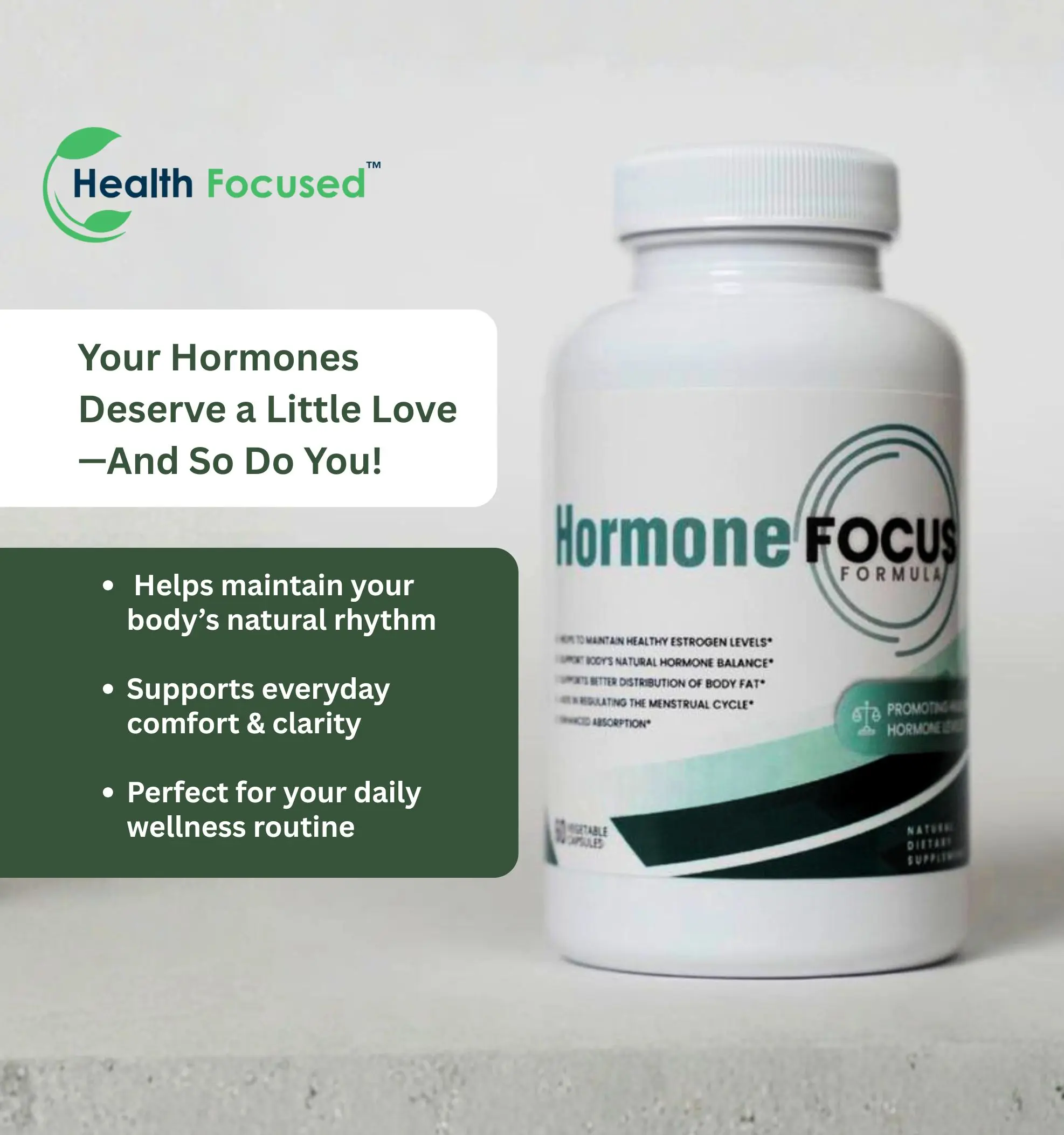 Health Focused Hormone Focus Formula - Daily Balance & Wellness Support Supplement - Promotes Vitality & Overall Well-Being - Edible Healthcare - 120 Vegetable Capsules - Natural Vitamin Blend