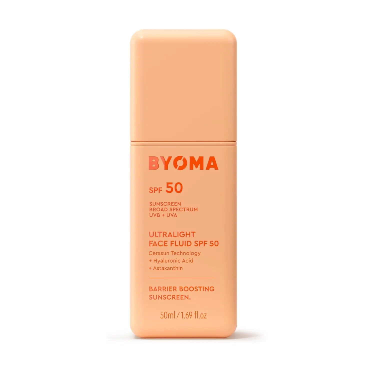 BYOMA SPF 50 Face Fluid SPF 50 Ultra Light Sunscreen Strengthens Skin Barrier 1.69 fl.oz Hyaluronic Acid Facial Skincare
