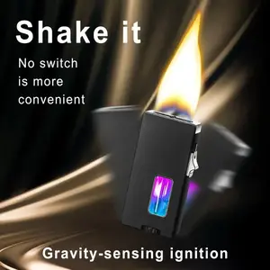 [Butane Not Included] WideQuake Smart Ignition Lighter | Smart Shake Ignition |  Super Wide Flame | Windproof Adjustable Lighter  | Clear air window| Seven-hole Open Flame| Safety Lock, Creative gift for men