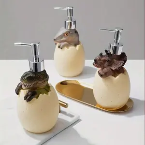 Cute 3D Dinosaur Soap Dispenser with Pump, Creative Decorative Cartoon Hand Sanitizer Bottle, Refillable Bathroom Accessory, Bath Counter Soap Holder