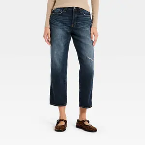 Women's Mid-Rise Boyfriend Jeans - Universal Thread Dark Blue