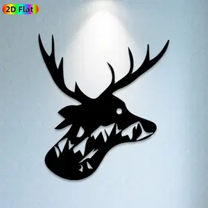 1pc Deer Head Metal Wall Art, Majestic Deer Head Statue Mural, Ideal Gift for Christmas, New Year, Animal Decor Enthusiasts,  Perfect for Living Room Wall & Garden Fence, Stunning Nature-Inspired Home Decor