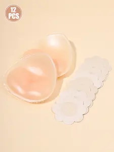 Women Silicone Bra Pads, Strong Adhesive Thickened Cups, Reusable Seamless Design, Perfect for Bikinis Swimsuits Weddings Daily Wear