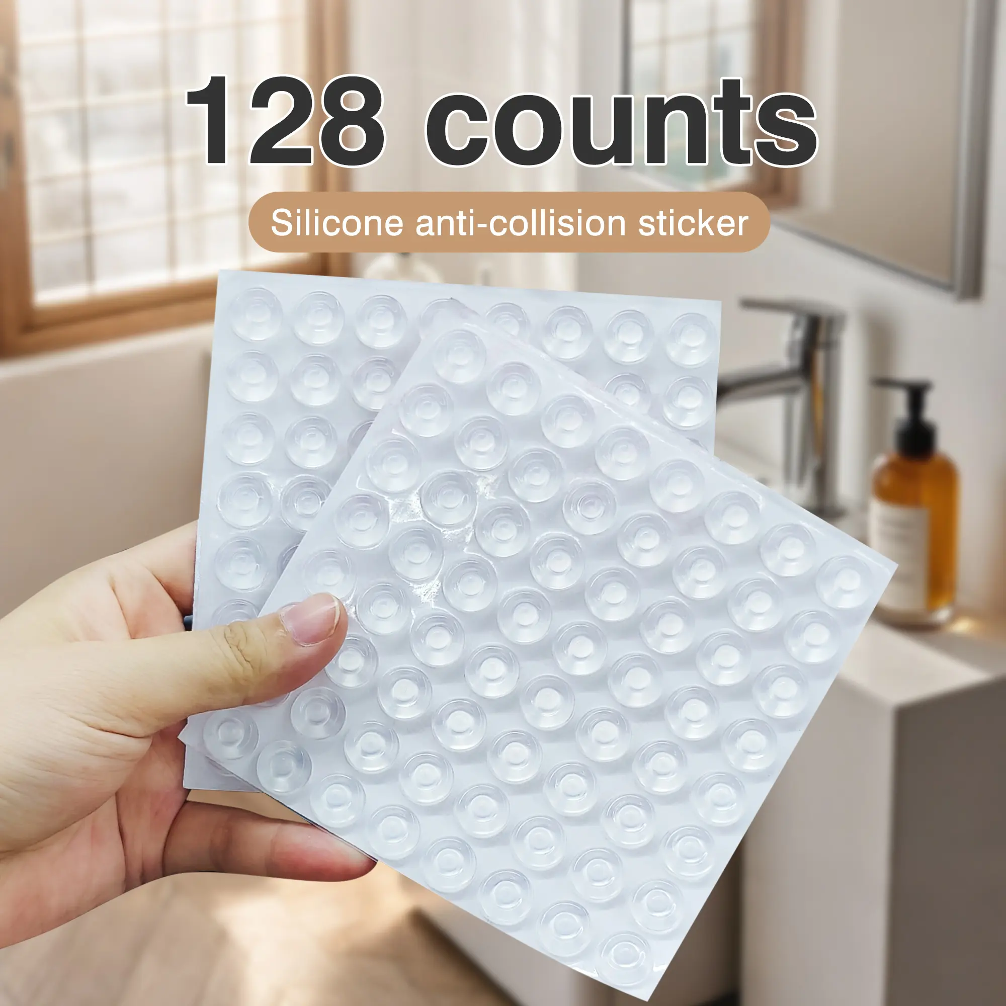 128 Counts Quiet Sound-Dampening Anti-Collision Pads for Cabinets, Soft Silicone Bumpers