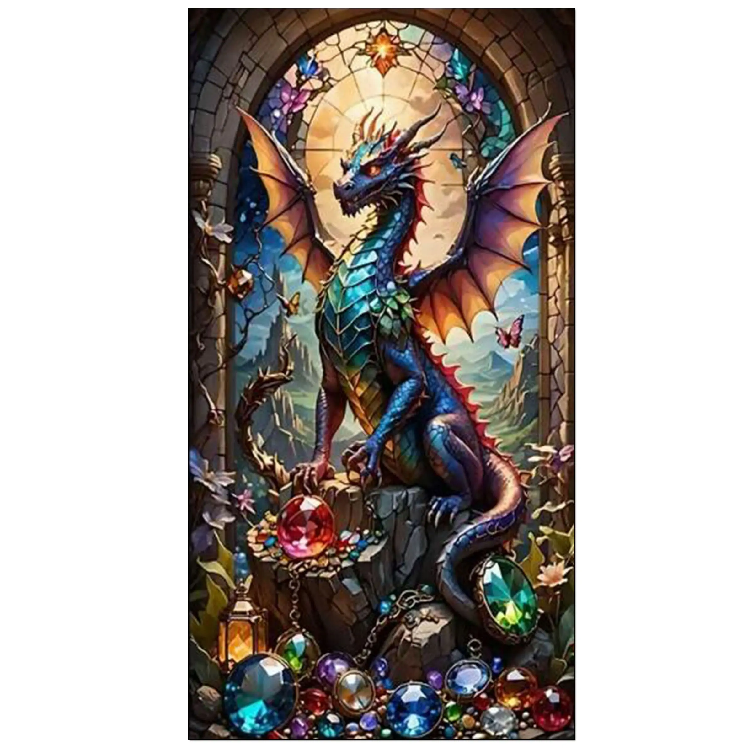 Large size Dargon Diamond Art kits for adults,Fantasy animal diamond painting kits,Full Round diamond mosiac kits for adults,Diy handicrafts,Dargon Art and Crafts for home decor,50x100cm(39.37x19.68inch)