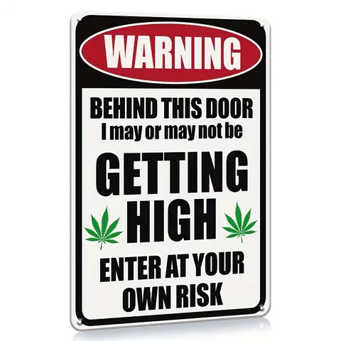 Retro Metal Plaque Sign - """"Enter at Your Own Risk"""" - Funny Wall Decor for Home, Bar, Kitchen, or Pub - Waterproof and Dustproof - Great Gift for Men and Women (12x8 inches)"""