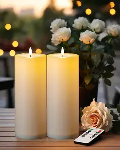 4" x 11" Waterproof Outdoor Flameless Candles Battery Operated LED Large Pillar Candles with Remote and Timer for Indoor Outdoor Lanterns, Long Lasting, White, Set of 2 Lamp Lighting Convenient giant candles