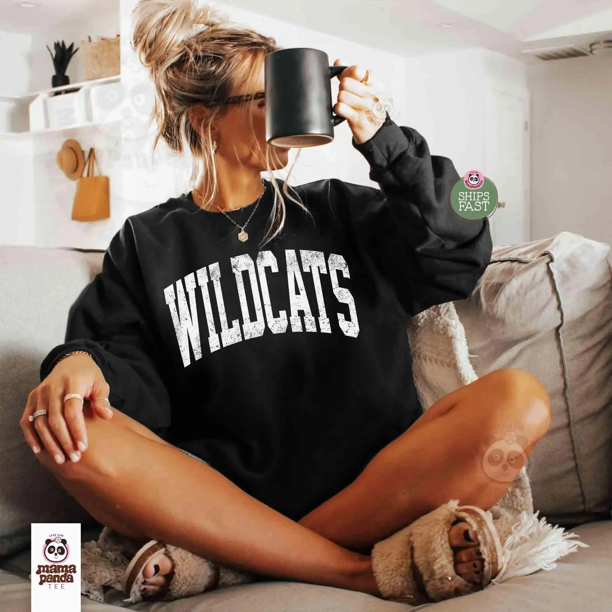 Wildcats Sweatshirt, Wildcats Mascot Sweater, Wildcats Game Day Hoodie, Wildcats Spirit Sweatshirt, Vintage Wildcats School Team Sweatshirt Cotton Trending