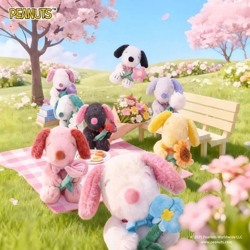 SNOOPY Floral Theme Plush Blind Box - Soft Fabric Stuffed Toy, Assorted Styles with Lovely Floral Details, Collectible and Fun Gift for Peanuts Fans (a single box, Toys Category), Back To School