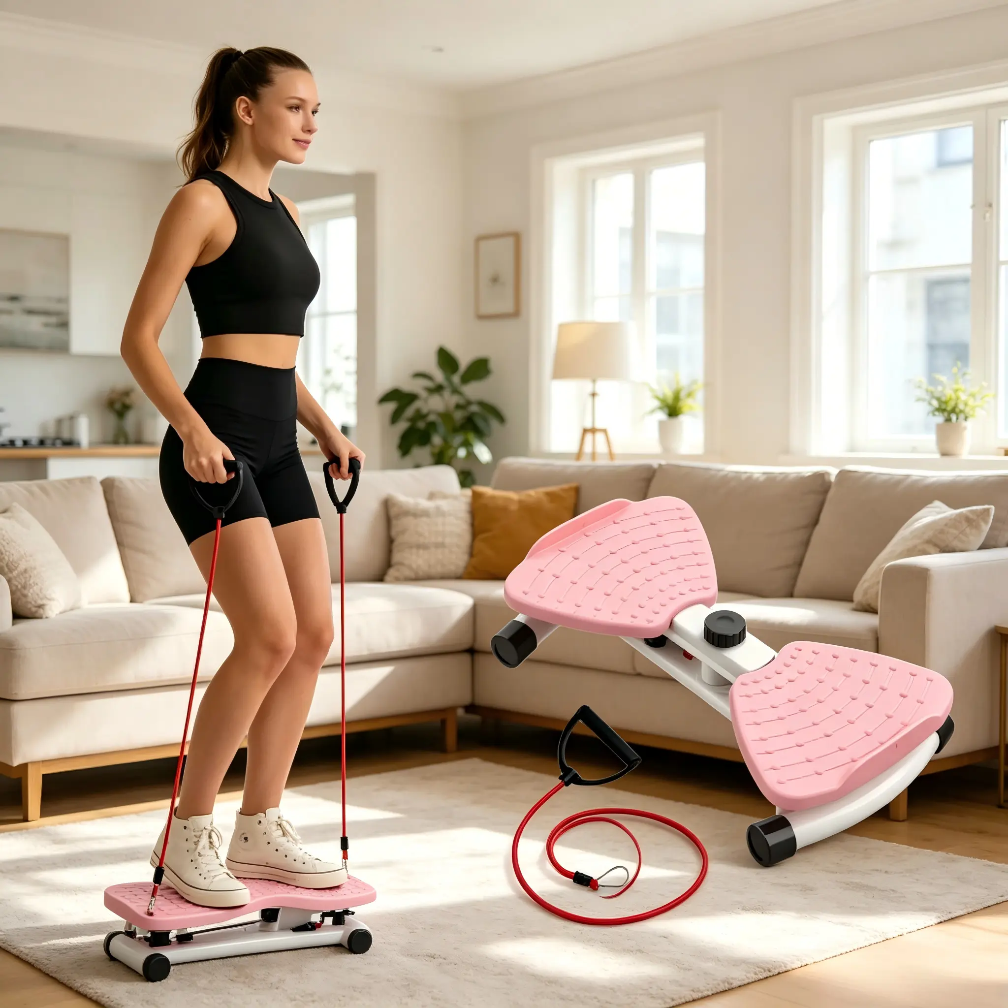 Portable Waist Twist Ab Board Waist Toner Machine, Compact Core Trainer Abs Workout Equipment, 300lb Capacity Ab Machine for Women Indoor Home Cardio Exercise fitness abdominal gear digital timer