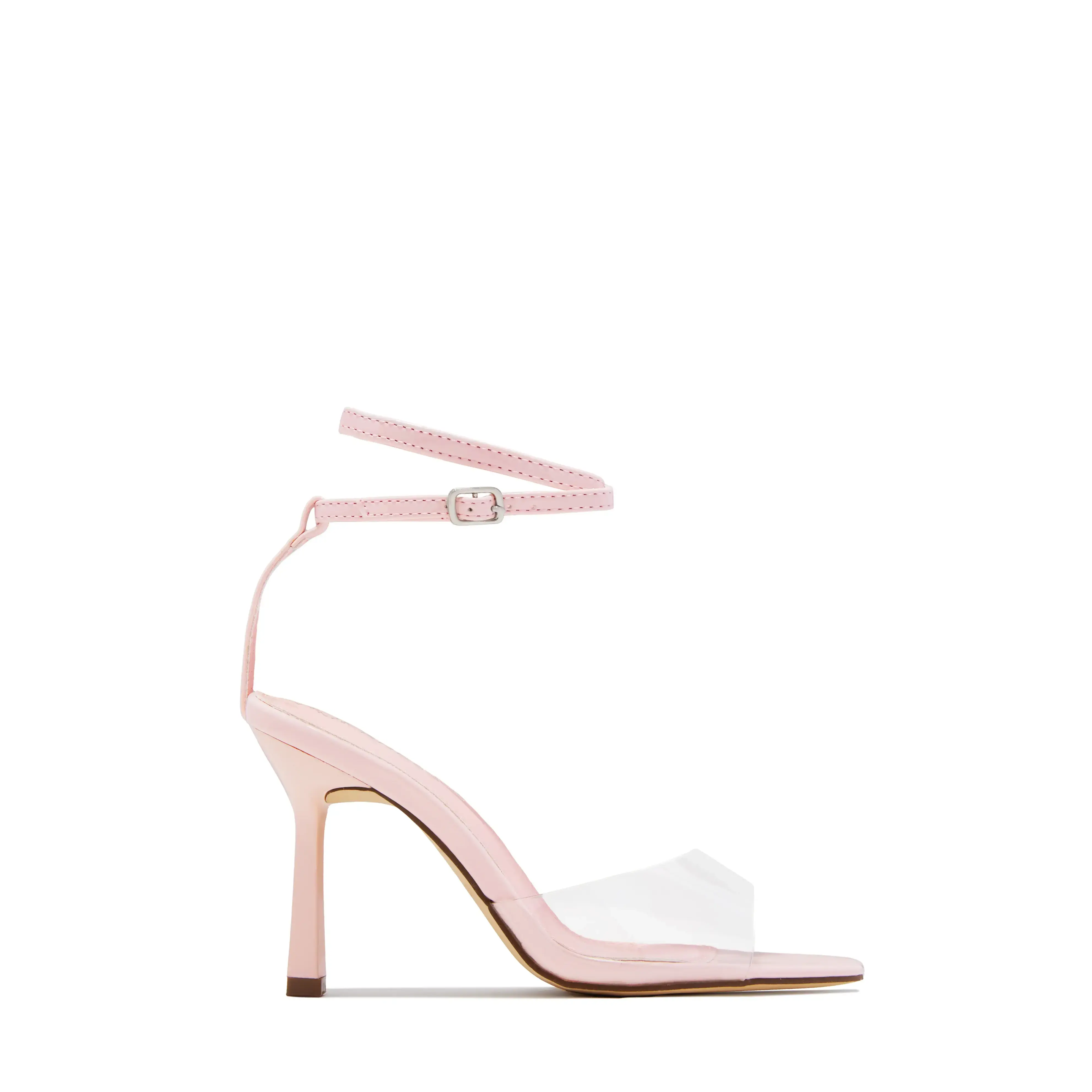 Rosalia Clear Strap Stiletto Heels – Pink