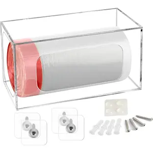 Acrylic Trash Bag Dispenser for 13, 33, or 35-Gallon Trash Bags,Adhesive Trash Bag Organizer Wall Mounted,Acrylic Trash Bag Holder, Trash Bag Storage Dispenser, Trash Bag Dispenser for Kitchen