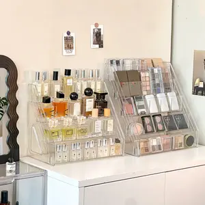 Acrylic Staircase Perfume Display Stand, Multi-Layer Cosmetic Storage Box, Desktop Makeup Organizer, Transparent Lipstick Rack, Beauty Organizer