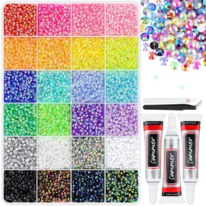 Rhinestones with 24 or 40 Grids for Bedazzling Kit Flatback Resin Rainbow Colors 3mm Bling-Out Crystals for DIY Crafts Nails Clothing