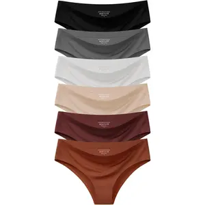 Women's Seamless Underwear No Show Bikini Panties Cheeky Low Rise Breathable Silky Invisible Briefs 6 Pack