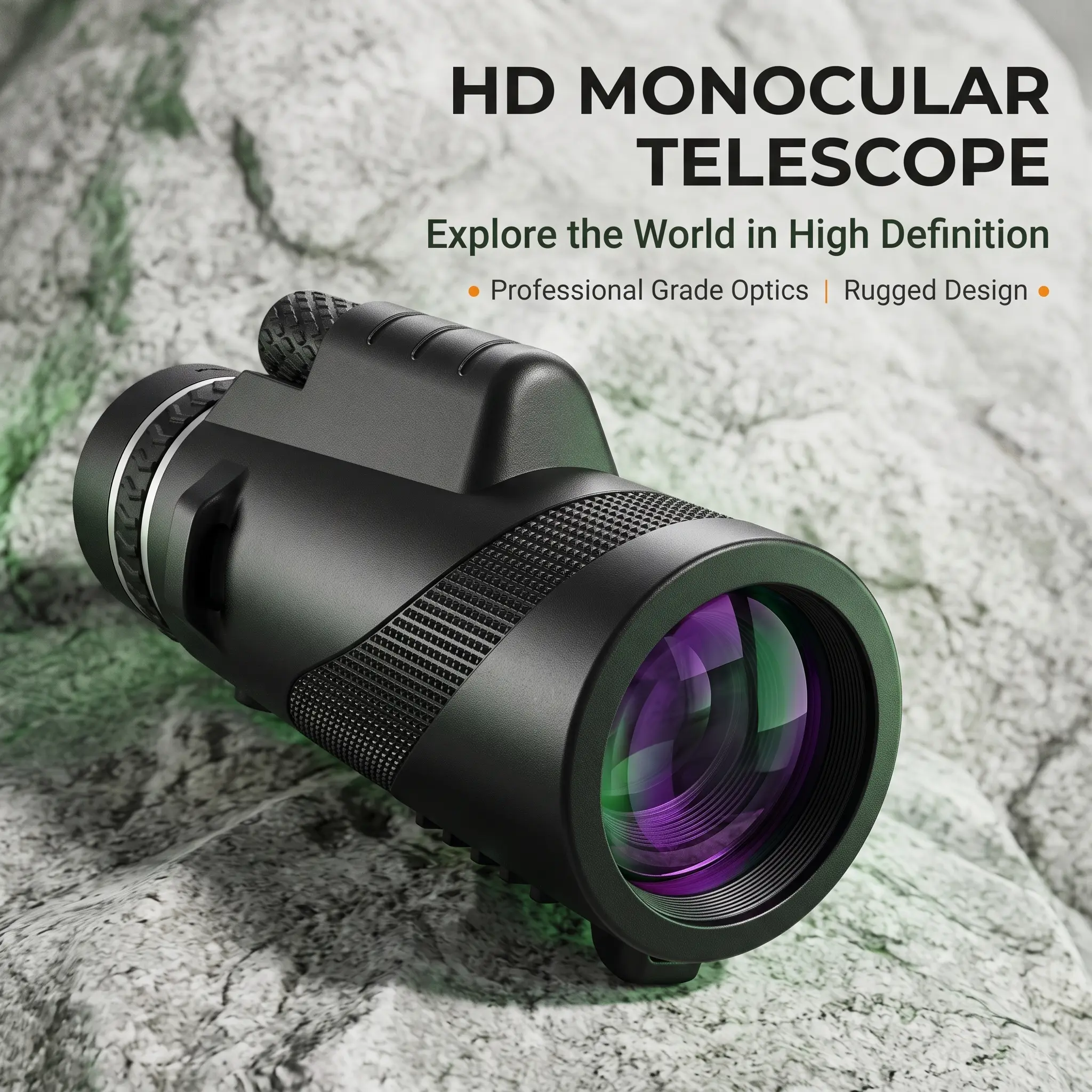HD Single-tube Telescope with Phone Holder & Tripod, Travel Waterproof Monocular for Outdoor Camping Travel Hiking Fishing Sightseeing Concert, Solocamping, Bikepacking, Glamping
