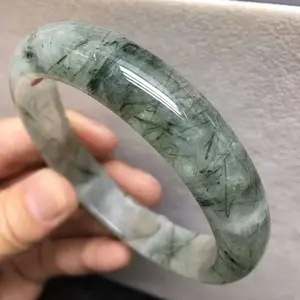 High Quality Natural Green Rutilated Quartz Bangle,Please Consult Color and Size in Live Stream, Natural Green Rutilated Quartz Bracelet