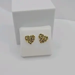 NUGGET heart style Medium size earrings studs GOLD-PLATED fashion style