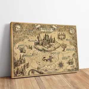 Marauder's Map Magic School & Environs Map, Wizard World Map Poster, Harry Map Poster, Magical World Map, Wall Decor, Vinyl Poster, Home Decoration, Girl Room Accessories, Office Wall Art