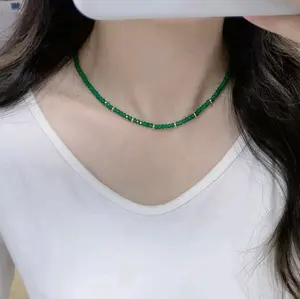 Green Agata Necklace with 14K Gold Accessories