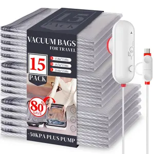 【TikTokShopSpringGlowUp】VACBIRD Lightweight Travel Bags with USB Electric Pump | Compact Vacuum Storage 9/12/15 /18 Bags for Clothes | Space Saver Compression Bags for Travel，Buy 2 save 10%