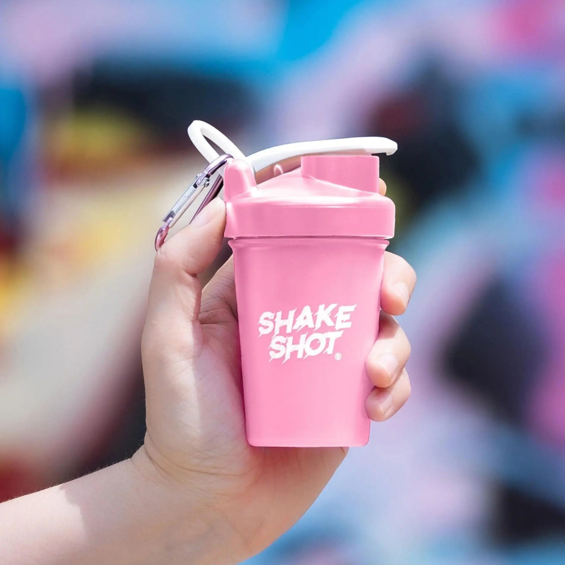 Shake Shot 4 oz Pink Mini Pre-Workout Shaker Bottle - BPA Free Gym Accessory, Sports Water Bottle Compatible with Creatine & Collagen Supplements, Includes Clip & Shaker Ball, Gym Accessories, Gym Bottle