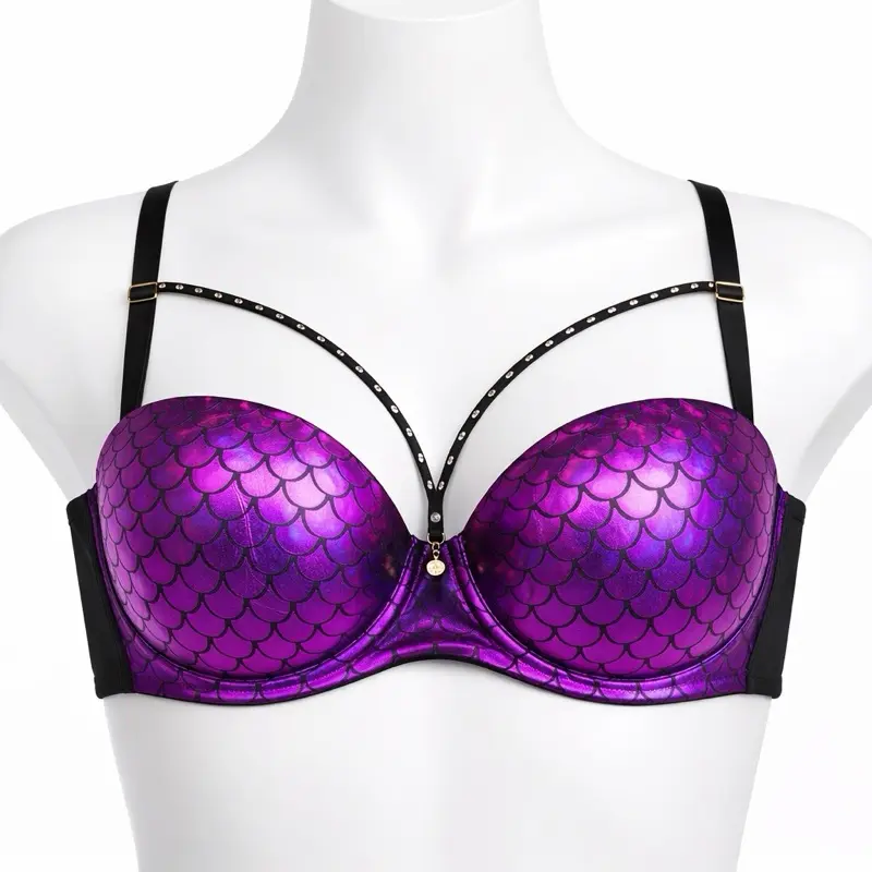 Women's Scales Push-up Bra - Mermaid Scale Design Comfortable & Stylish Underwear for Everyday Wear