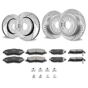 fathersdaygift  VEVOR Front and Rear Brake Kit Compatible with 2007-2017 Jeep Wrangler, Drilled and Slotted Brake Rotors Ceramic Brake Pads Replacement, 11.9 Front Rotors 12.4 Rear Rotors