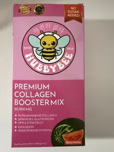 HubbyBee Premium Collagen Booster Mix – (10 sachetsx18g) 50,000MG Korean Marine Collagen | Japanese L-Glutathione | Apple Stem Cells | Chia Seeds | No Sugar Added