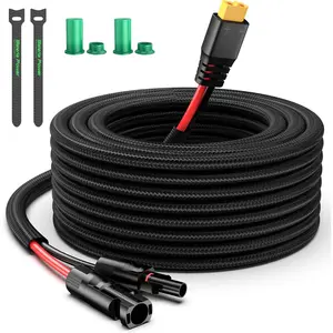 Solar to XT60 Charge Extension  with Solar Connectors Caps,Solar Connector to XT60 Adapter  for Solar Panel to  RV  Station Solar Generator(12AWG 20Ft)